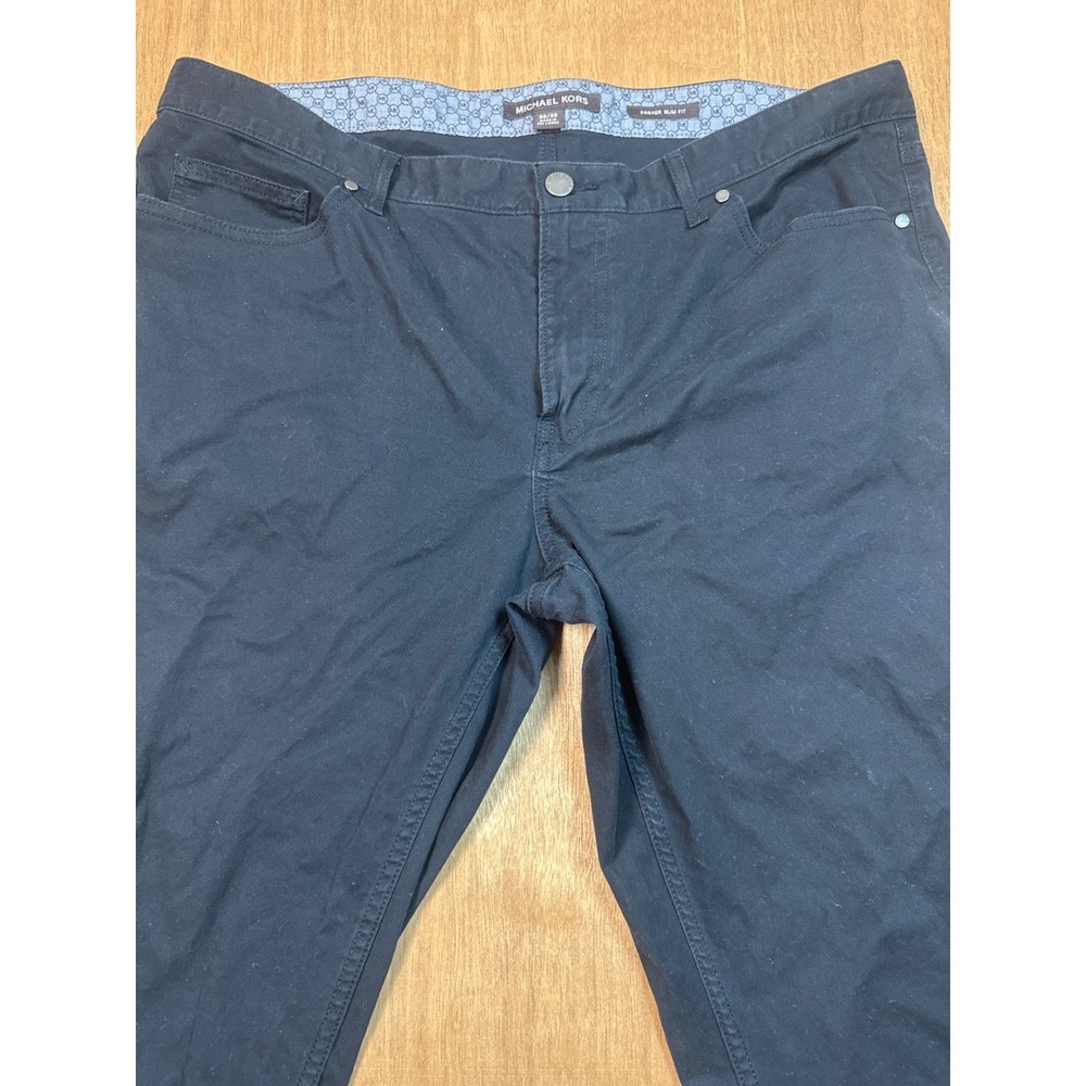 Michael Kors Parker Slim Fit Black Pants Mens 36/30 Cotton Blend Five Pocket - Picture 4 of 12